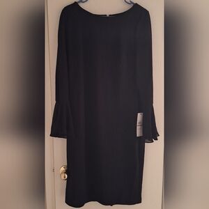 Calvin KleinWomen's Chiffon Bell Sleeve Sheath Dress Size 14